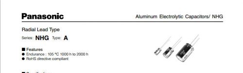 50cs Panasonic NHG 400V 47UF 16X25mm high frequency electrolytic capacitor 105°C