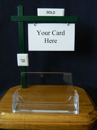 Real Estate Business Card Holder JLS Green Realtor Realty Sold Sign Desk Gift