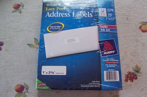 Avery Easy Peel Address Labels 4200 WHITE LABELS 1&#034; X 2  5/ 8&#034;