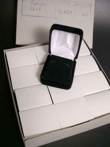BRAND-NEW: BOXED 1 DOZEN (12) BLACK VELVET JEWELRY GIFT BOXES CASES FOR EARRINGS