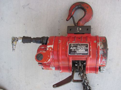 Chicago pneumatic cp1100-250 1/4 ton/550 lbs capacity air chain hoist 15 ft drop for sale