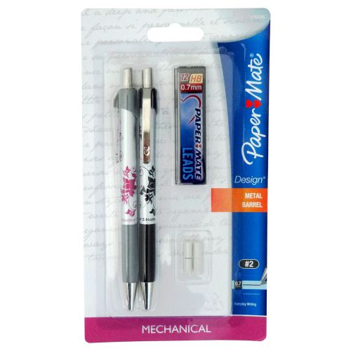 Papermate Floral Design 0.7mm Mechanical Pencil Starter Set, 2 Pencils Case of 6