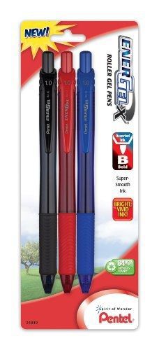 Pentel EnerGel-X Retractable Liquid Gel Pen, 1.0mm, Metal Tip, Assorted Ink,