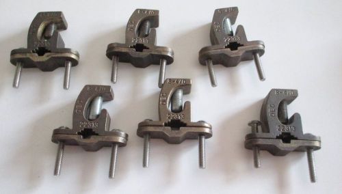 6 HEAVY DUTY LAY IN GROUND CLAMPS, 3/8 - 1&#034; REBAR RANGE, 8 - 4/0 WIRE RANGE