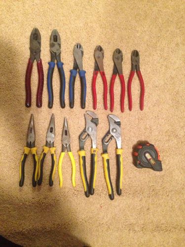 Klein Pliers Lot Good Condition W/ Tape Measure