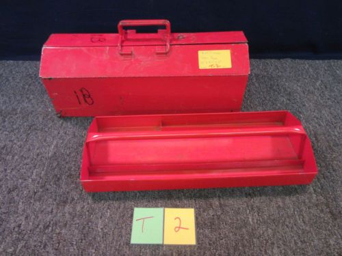 T &amp; d metal tool box chest machinist case metal 21&#034; x 8.5&#034; x 7&#034; tray red used for sale