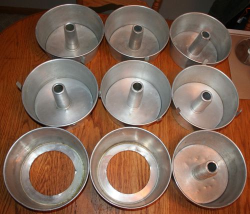 Lot of 7 used 2-piece Commercial Bakery Angel Food Cake Tube Pans