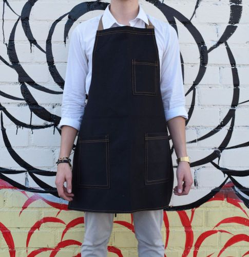 Black denim apron tools woodwork barber hair stylist artist chef grilling for sale