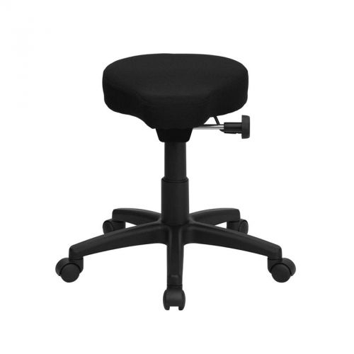 Black Saddle-Seat Utility Stool with Height and Angle Adjustment [WL-1620-GG]