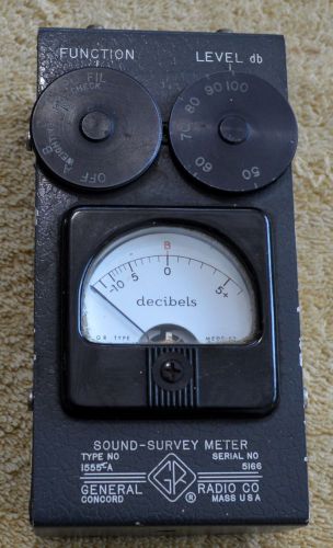 VINTAGE SOUND SURVEY METER TYPE 1555-A BY GENERAL RADIO CO. MADE IN USA