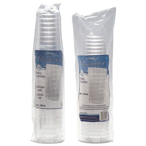 Classicware Tumblers, 12 oz, Plastic, Clear, Tall, 16/Bag, 240/Carton