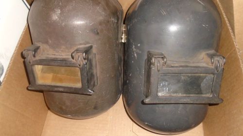 Lot 2 Vintage Steampunk Industrial Jackson H2-A Fiberglass Welding Mask Helmet
