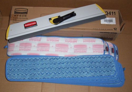 Rubbermaid Hygen Microfiber Damp Mop Pad 24&#034; Q411 Case of 12 + Q570 24&#034; Frame