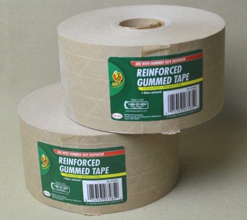 2 ROLLS Duck Brand HD Reinforced Gummed Kraft Paper Tape 2.75 Inches x 375 Feet