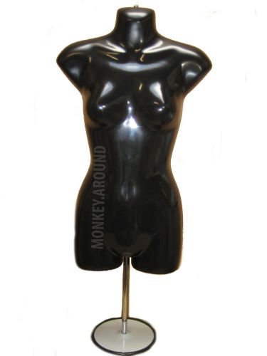 +1 Hanger +1 Stand 1 Mannequin Female Gloss Black Torso Form Display Dress shirt