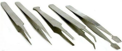 5pc General Purpose Tweezer Beading Jewelry Repair Hobby Tool Set Watch Tools