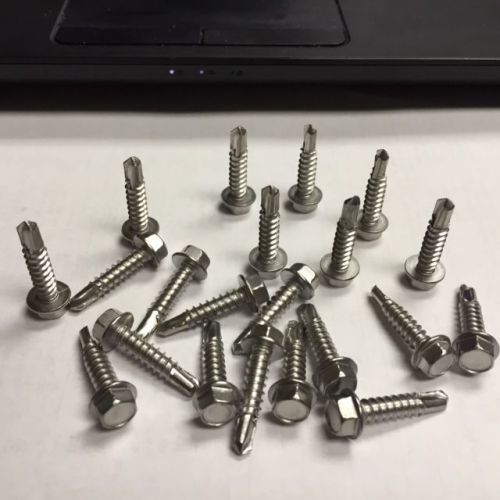 8 x 1&#034;  hex washer unslotted self-drilling screws steel zinc plated 500 count for sale