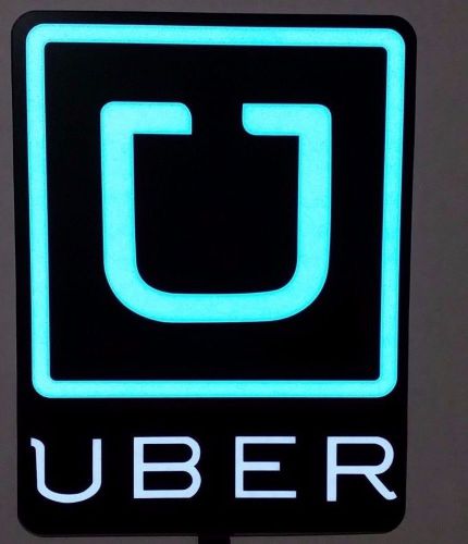 Uber driver glow light blue sign led el 12v cigarette powered with text for sale