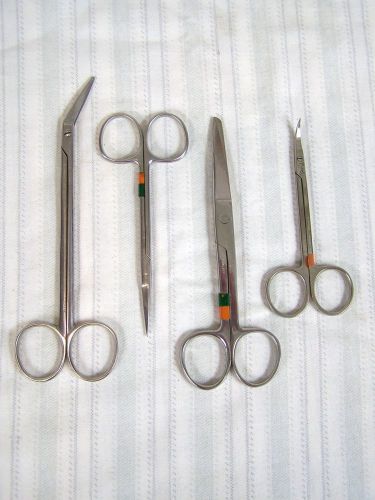 MILTEX PREMIER DENTAL PADGETT SET OF 4 STAINLESS STEEL SCISSORS INSTRUMENT TOOLS