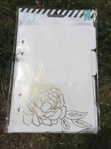 Heidi Swapp Wanderlust Tabbed White Chipboard Dividers 6&#034;x8&#034; 369306 Gold Foil