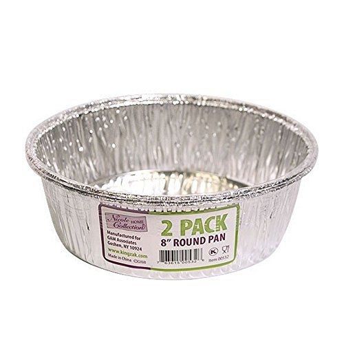 King Zak 8 Inch Round Disposable Aluminum Foil Pan - 2 Pack