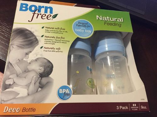 Born free bottle system for boys 3pk - 9oz deco natural feeding medium flow for sale