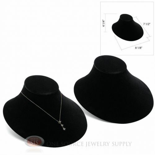 (2) black velvet lay-down necklace neckform jewelry bust 8 1/8&#034;w x 7 1/2&#034;d for sale