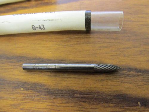 Carbide burr (sg-43) pointed tree - single cut - 1/8 x 1/8 x 3/8 x 1 1/2 for sale