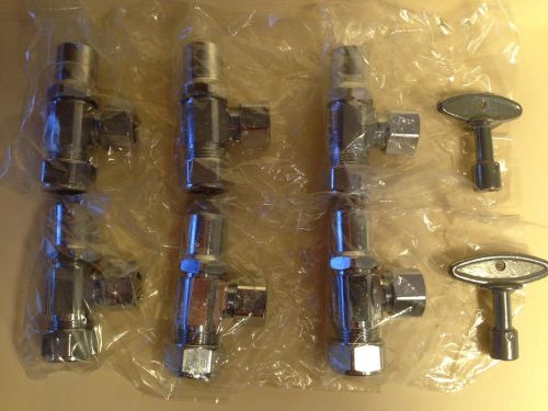 6 pcs eastman chrome  1/2&#034; nom com x 1/2&#034; od com angle stop valve with key for sale