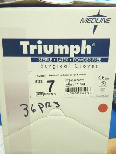 Size 7 medline triumph lt powder free latex surgical gloves msg2270 box of 36prs for sale