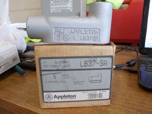 NEW BOX OF 5 APPLETON ALUMINUM CONDUIT BODY 1&#034; LB37-SA