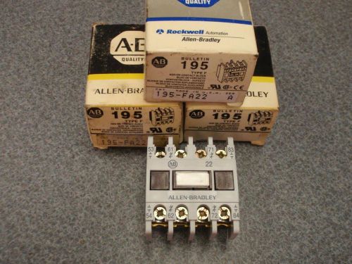 LOT OF 3 - ALLEN BRADLEY 195-FA22 TYPE F ADD-ON CONTACT BLOCK *NEW*