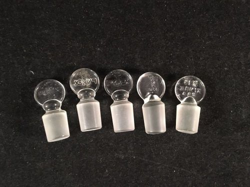 Lot of 5 size 13 kimax/pyrex lab glass stoppers for sale