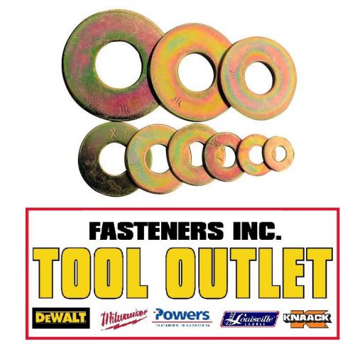 (qty 200) 1&#034; uss flat washers thru-hardened / grade 8 yellow zinc bulk box for sale