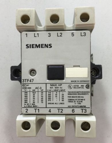 Siemens 3TF4722-OAK6 Contactor 80A 600V 60HP 120V Coil