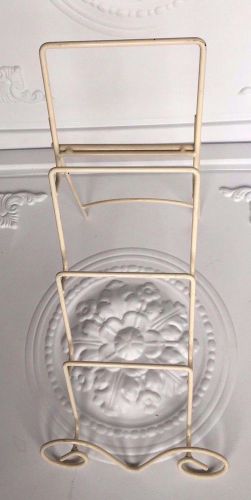 Decorative White Standing Display Rack Metal Stand Card Magazine Plates