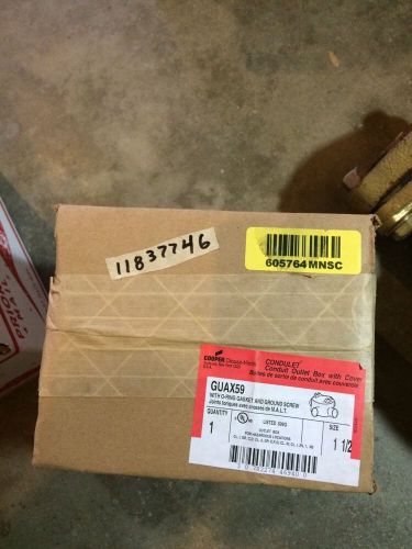 Cooper crouse  hinds guax59 condulet 1-1/2&#034; conduit outlet box with cover nib for sale