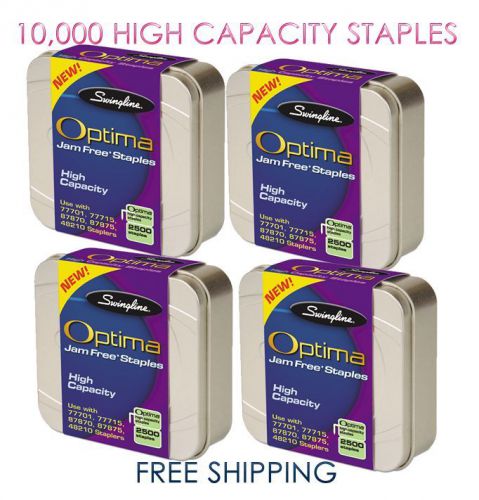 4- SWINGLINE OPTIMA High Capacity JAM FREE 10,000 (4 x 2,500 Staples) FREE SHIP