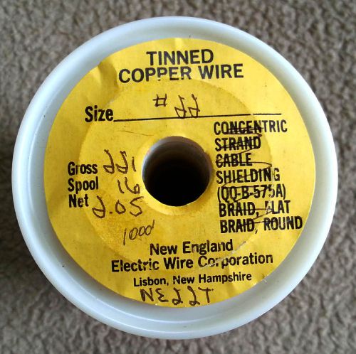 1000&#039; roll of #22 tinned copper wire 2.05 pounds nos for sale