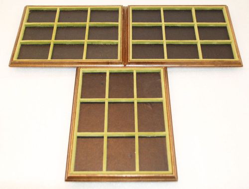 3 Used Universal Jewelry Showcase Display Trays NO PADS Wood Base