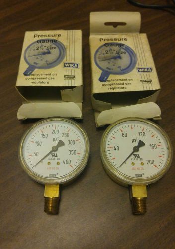 2 NIB WIKA 111.11 2.5 0-400 &amp; 0-200 PSI  2.5&#034; 1/4 IN NPT PRESSURE GAUGES