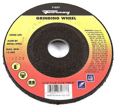 FORNEY INDUSTRIES INC 4-1/2&#034; MTL Grind Wheel