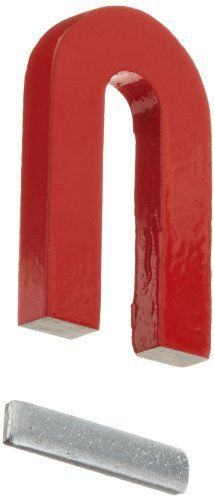 Red cast alnico 5 u-shaped magnet with keeper  1-3/16&#034; wide  2&#034; tall  1/4&#034; thick for sale