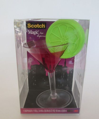 NEW Scotch Magic Tape Dispenser w/Tape Cosmopolitan Martini Lime Cocktail Glass