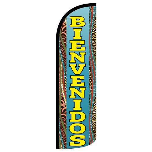 Bienvenidos Windless Swooper Flag Jumbo Full Sleeve Banner + Pole made USA