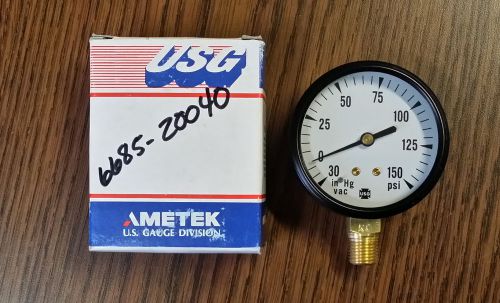 Ametek spec 047411a vacuum/pressure gauge, 30hg to 150psi, 2.5&#034;d, 1/4npt for sale