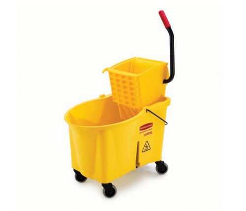 Rubbermaid wavebrake 44 quart bucket/sideward pressure wringer combination yello for sale