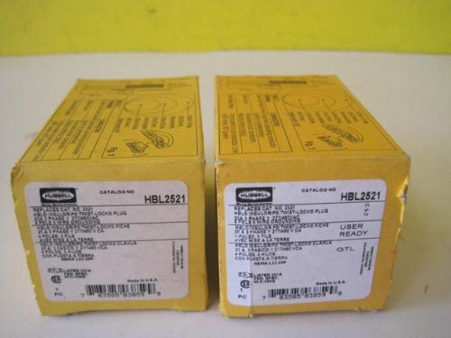 LOT OF 2 HUBBELL INSULGRIP TWIST-LOCK PLUG HBL2521 NEW MODEL 2521 20A 3 PHASE