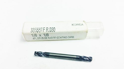 1/8&#034; YG-1 Carbide 4 Flute Futura TIALN .030 CR Double End Mill (Q 733)