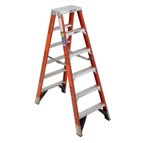 New - 6&#039; Ft. WERNER T7406 Fiberglass Twin Step Ladder 375 lb. Capacity Type IAA